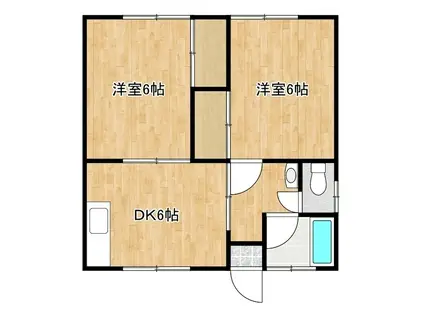 ハイツ百合A棟(2DK/1階)の間取り写真
