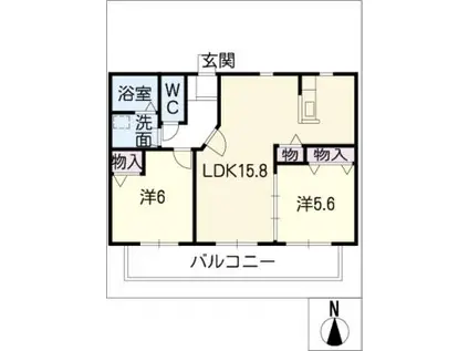 ブランシュール(2LDK/2階)の間取り写真
