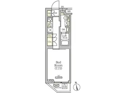 アークマーク南品川(1K/4階)の間取り写真