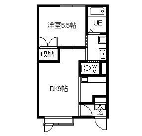 メロディーハイム28(1DK/2階)の間取り写真