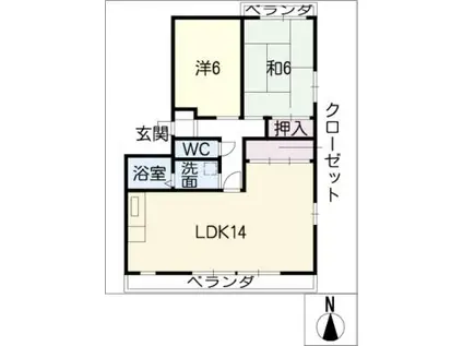 サンハイツ(2LDK/3階)の間取り写真