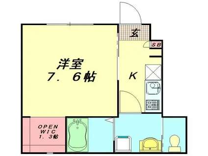 ホワイトベル上福岡A(1K/1階)の間取り写真