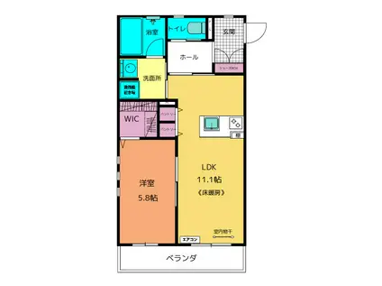 エクリュ&24 厚原(1LDK/1階)の間取り写真