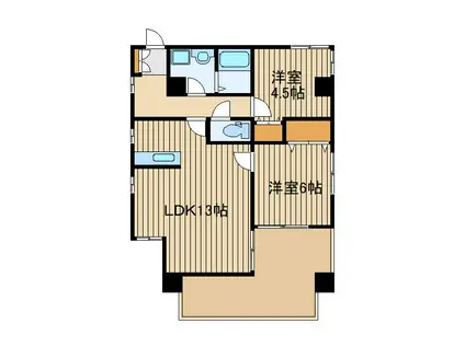 VENT PASSE(2LDK/4階)の間取り写真