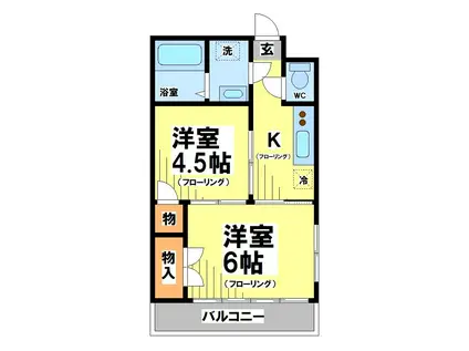 あさやマンション(2K/2階)の間取り写真