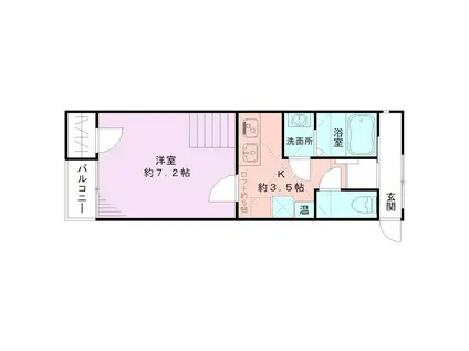 紫竹山五番館C棟(1K/2階)の間取り写真