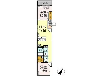 セレスティア柴又III(2LDK/2階)の間取り写真