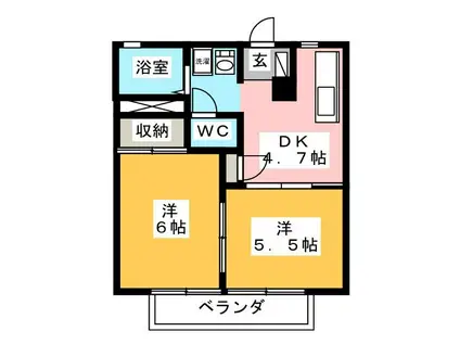 グリーンパストラルB(2DK/1階)の間取り写真