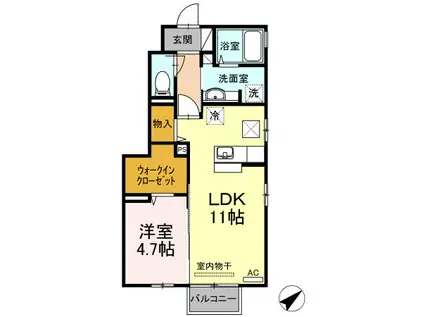 セジュールセラF(1LDK/1階)の間取り写真