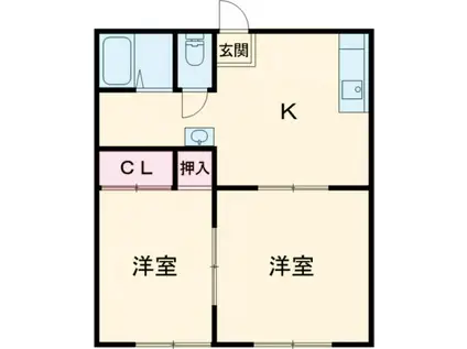 サザンウィンド(2DK/1階)の間取り写真