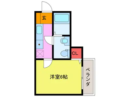 エバース鶴ヶ島(1K/2階)の間取り写真