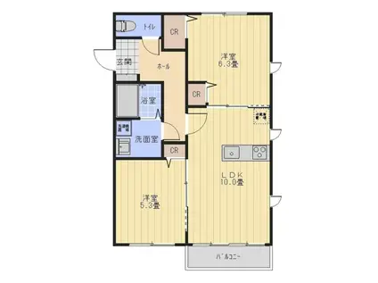 PARK HEIM(2LDK/1階)の間取り写真