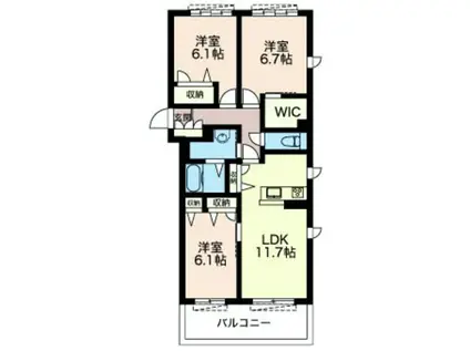SHAMAISON シアンフィデール(3LDK/2階)の間取り写真