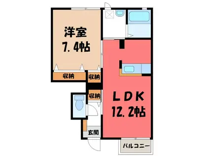 シャルマンB(1LDK/1階)の間取り写真