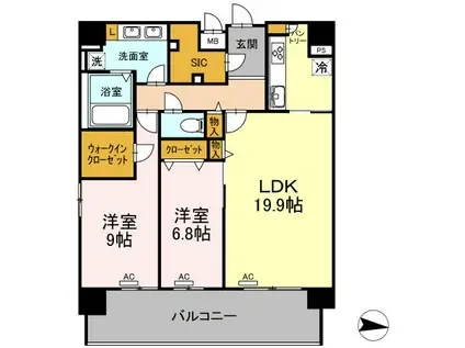 LENVOL MEIEKI(2LDK/8階)の間取り写真