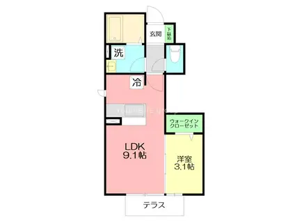 コート エム(1LDK/1階)の間取り写真