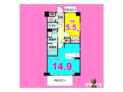 グランマスト白壁二丁目(1LDK/3階)の間取り写真