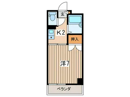 ツカヤマコート(1K/2階)の間取り写真