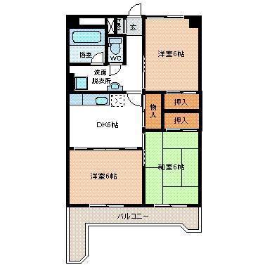 桑野第一マンション(3DK/2階)の間取り写真
