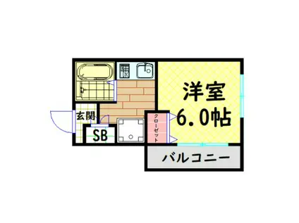 セレッソコート大阪城前(1K/4階)の間取り写真