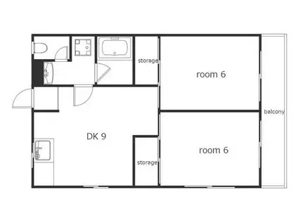 レジデンス光和102棟(2DK/1階)の間取り写真