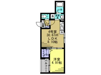 AJ草加新田(1LDK/2階)の間取り写真