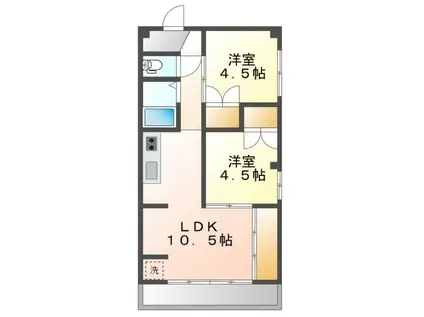 双葉マンション(2LDK/4階)の間取り写真