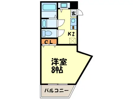 グランディオス大橋(1K/1階)の間取り写真