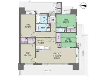 サンリヤン愛宕南(4LDK/2階)の間取り写真