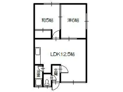 天宮マンションA棟(2LDK/1階)の間取り写真