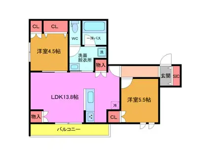 VIE CHANTER(2LDK/2階)の間取り写真