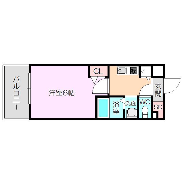 ララプレイス新大阪シエスタ(1K/2階)の間取り写真