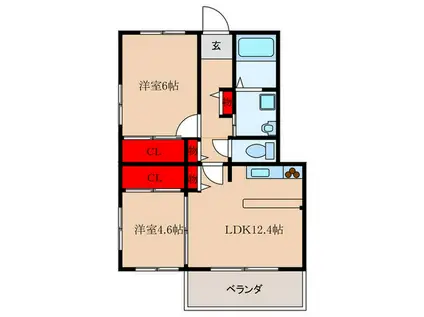 サンホープSKK(2LDK/2階)の間取り写真