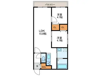 BRIGHTON COURT N20 ブライトンコートN20(2LDK/2階)の間取り写真