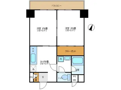 日興パレス南麻布(2DK/5階)の間取り写真