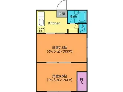 サンハイツ(2K/1階)の間取り写真