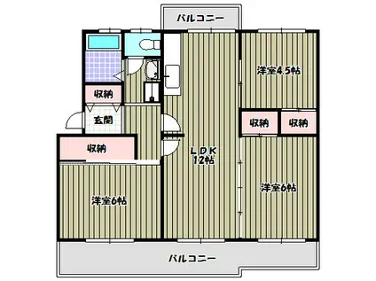 ヴィラナリー狭山14号棟(3LDK/2階)の間取り写真
