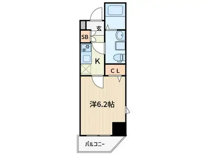ヴァレッシア川口幸町シティ(1K/6階)の間取り写真