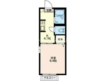 エステート(1K/2階)の間取り写真