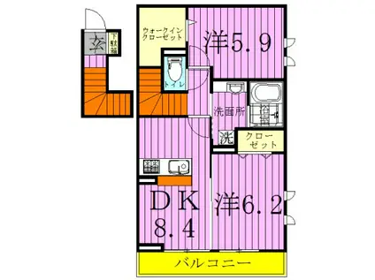 FERIO(2DK/2階)の間取り写真