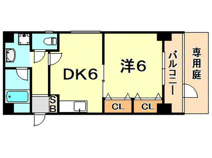 歌敷山ハイツ(1DK/1階)の間取り写真