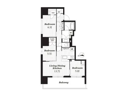 プレミスト郡山STATION CROSS(3LDK/6階)の間取り写真