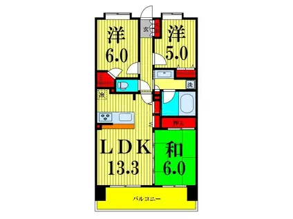 コスモシティ西日暮里(3LDK/8階)の間取り写真