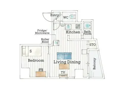 パ-クヒルズ美園(1DK/5階)の間取り写真