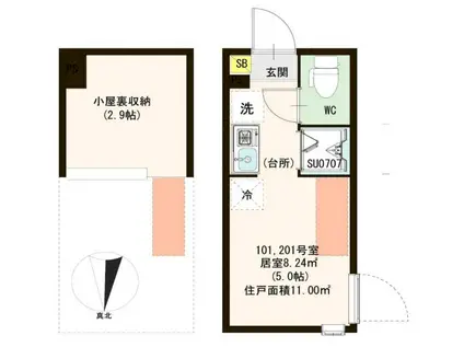 ハーモニーテラス中十条IV(ワンルーム/2階)の間取り写真