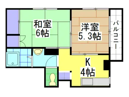 アベニュー医生ケ丘(2K/3階)の間取り写真