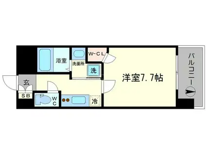 クラウンハイム北心斎橋フラワーコート(1K/12階)の間取り写真