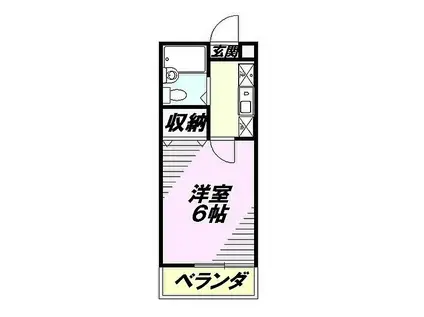 リバーサイド五十嵐(1K/2階)の間取り写真