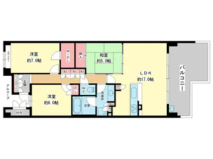 クレヴィア緑地公園ザ・レジデンス(3LDK/2階)の間取り写真