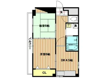 サンヴィラ上之宮(2K/1階)の間取り写真